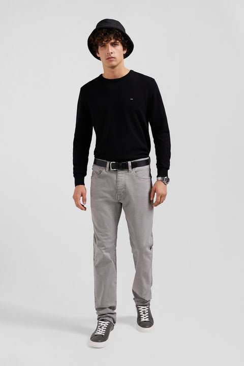 Regular grey stretch cotton 5-pocket trousers - Image 3