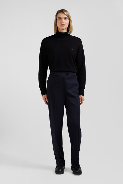 Modern navy blue virgin wool stretch trousers - Image 1