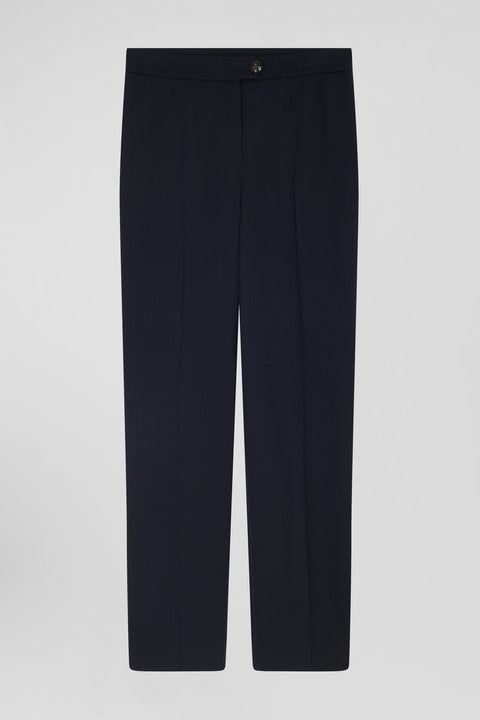 Modern navy blue virgin wool stretch trousers - Image 2