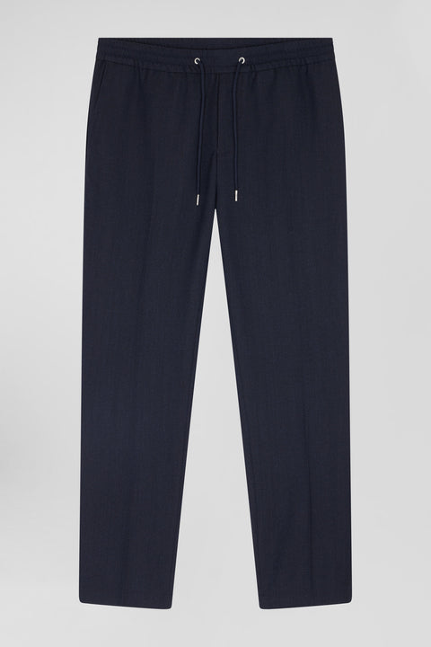 Modern navy blue elastic waist trousers - Image 2