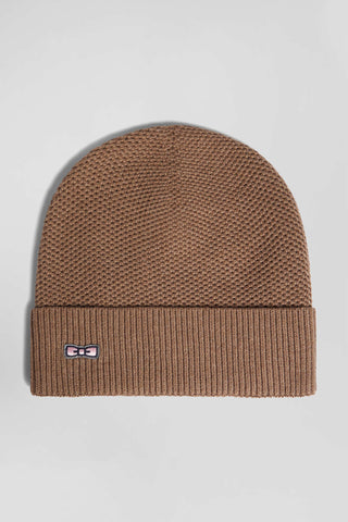 Plain hazelnut knitted cotton hat
