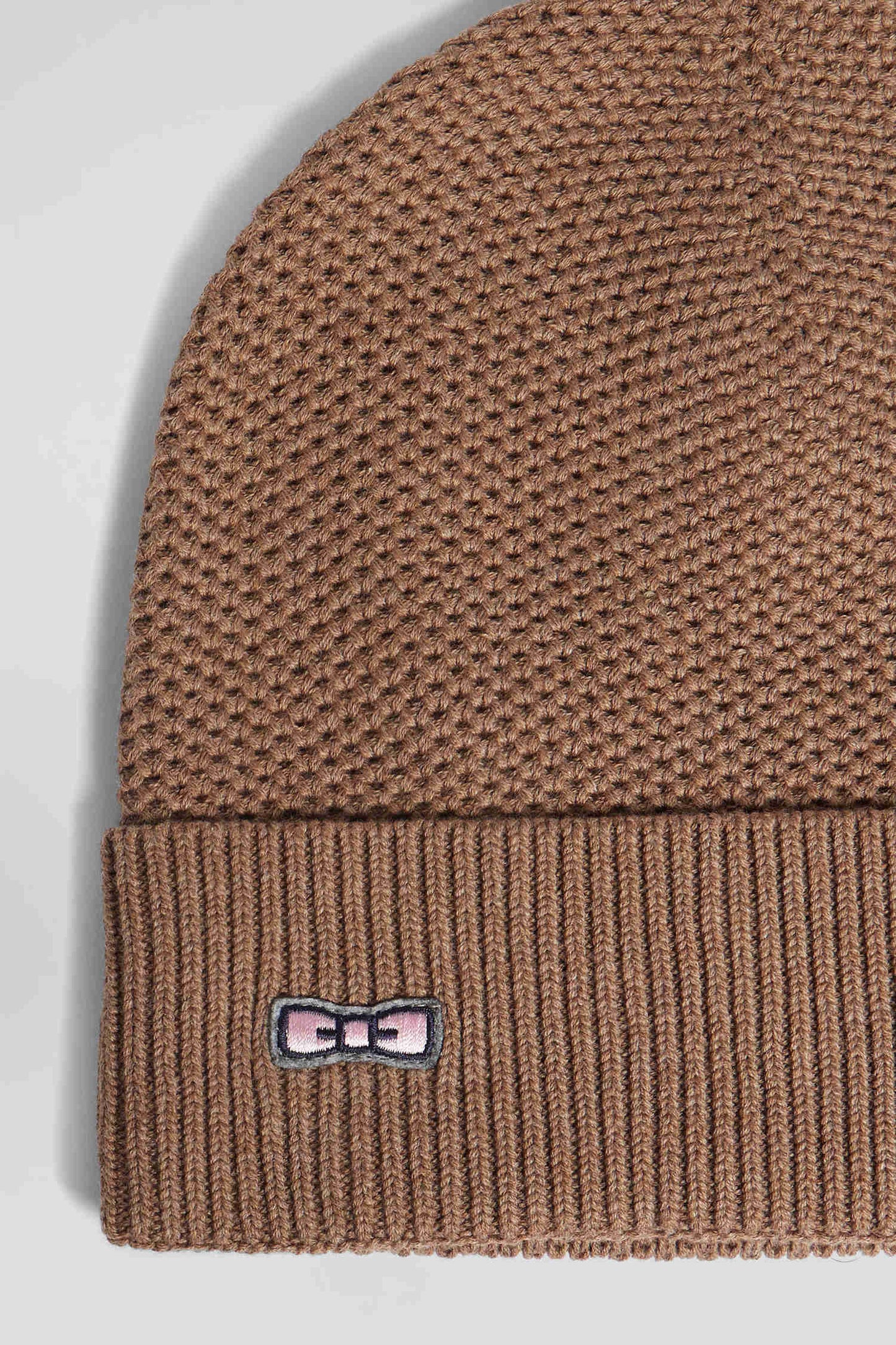 Plain hazelnut knitted cotton hat