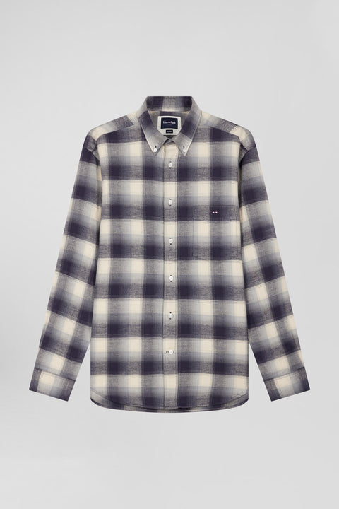 Regular indigo checked cotton shirt - Image 2