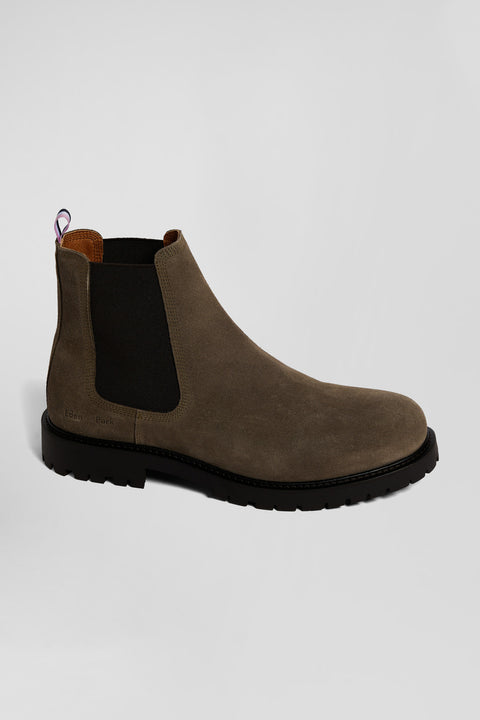 Chunky sole grey leather Chelsea boots - Image 1