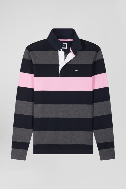 Regular grey long-sleeved striped cotton rugby shirt - Image 2