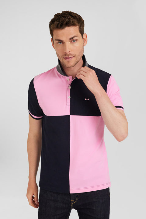 Short-sleeved polo shirt, cut and sewn in navy blue cotton piqué, regular fit - Image 2