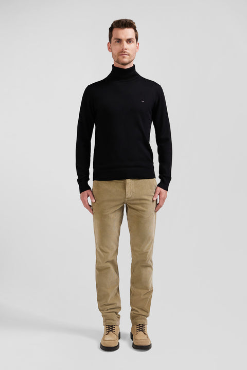 Regular black merino wool turtleneck jumper - Image 1