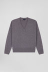 Charcoal grey wool and cotton V-neck Relaxed fit sweater