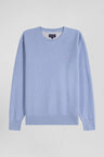 Regular sky blue cotton crew neck jumper