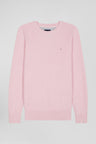 Regular pink cotton crew neck jumper