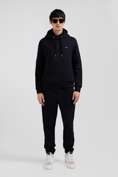 Regular black brushed cotton fleece hoodie - Image 1