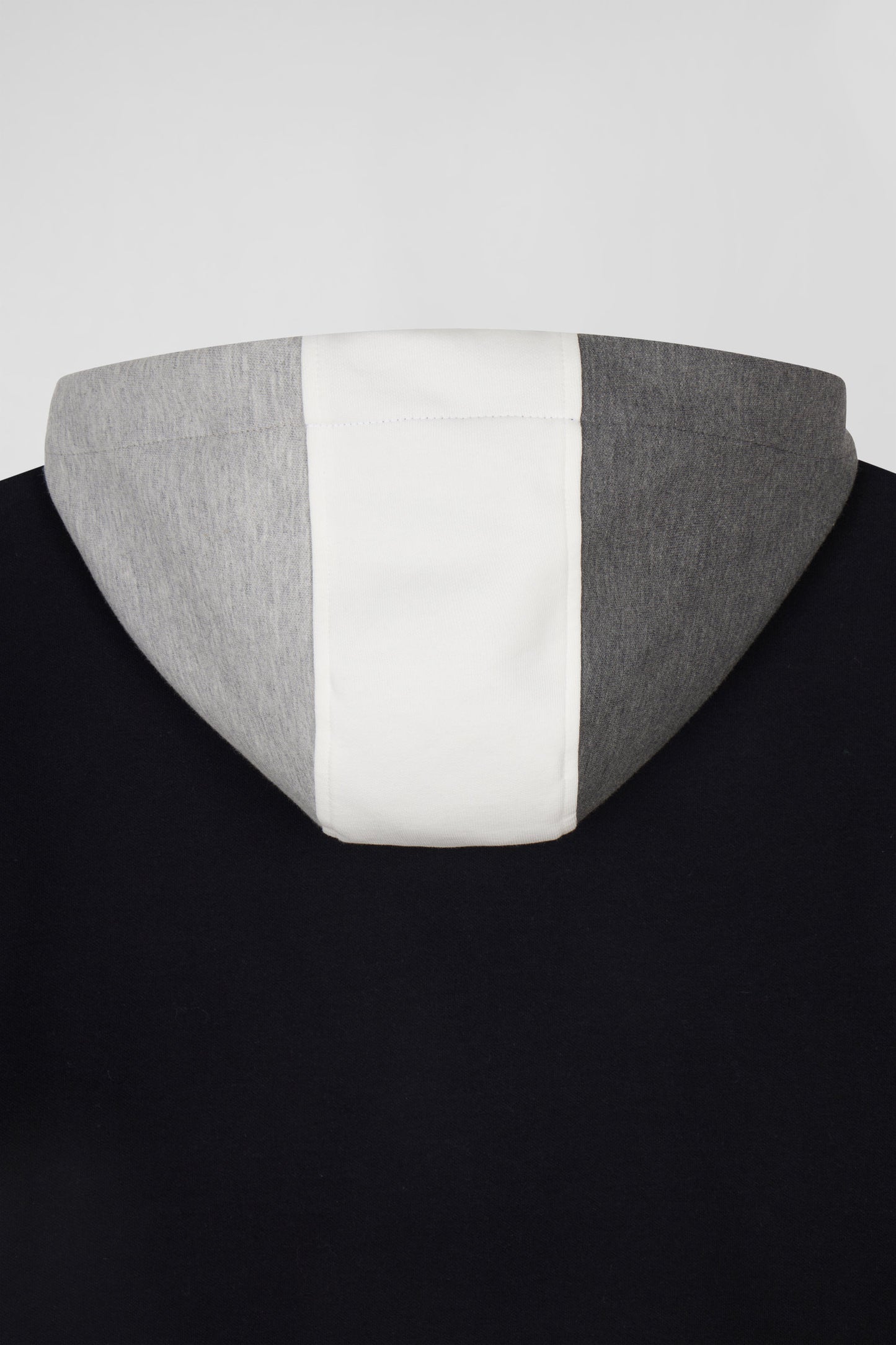 Regular black zipped bi-material sweatshirt with padded front