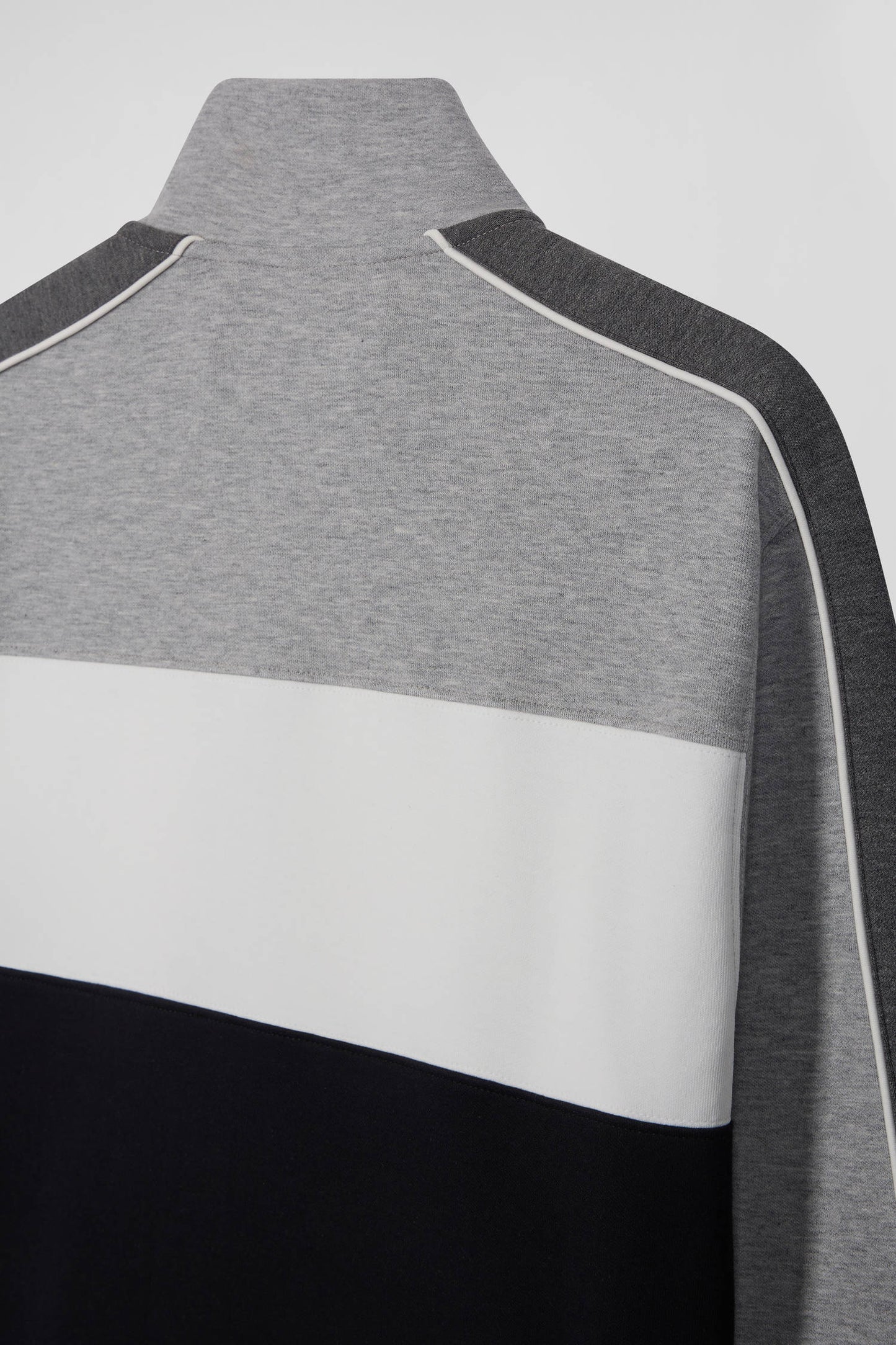 Regular black colorblock zipped cotton blend sweatshirt