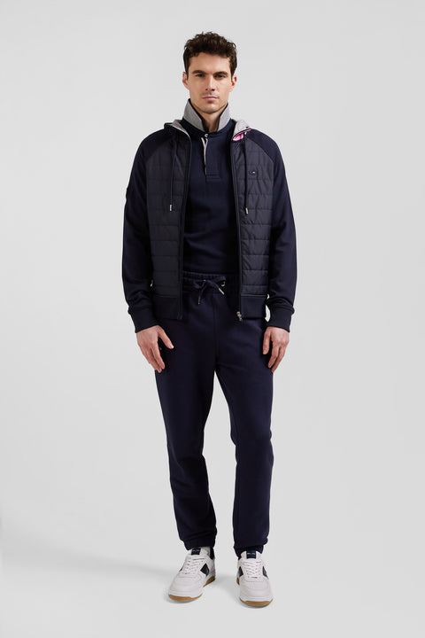 XV de France zipped hooded sweatshirt in cotton blend with navy blue trim, regular fit - Image 1