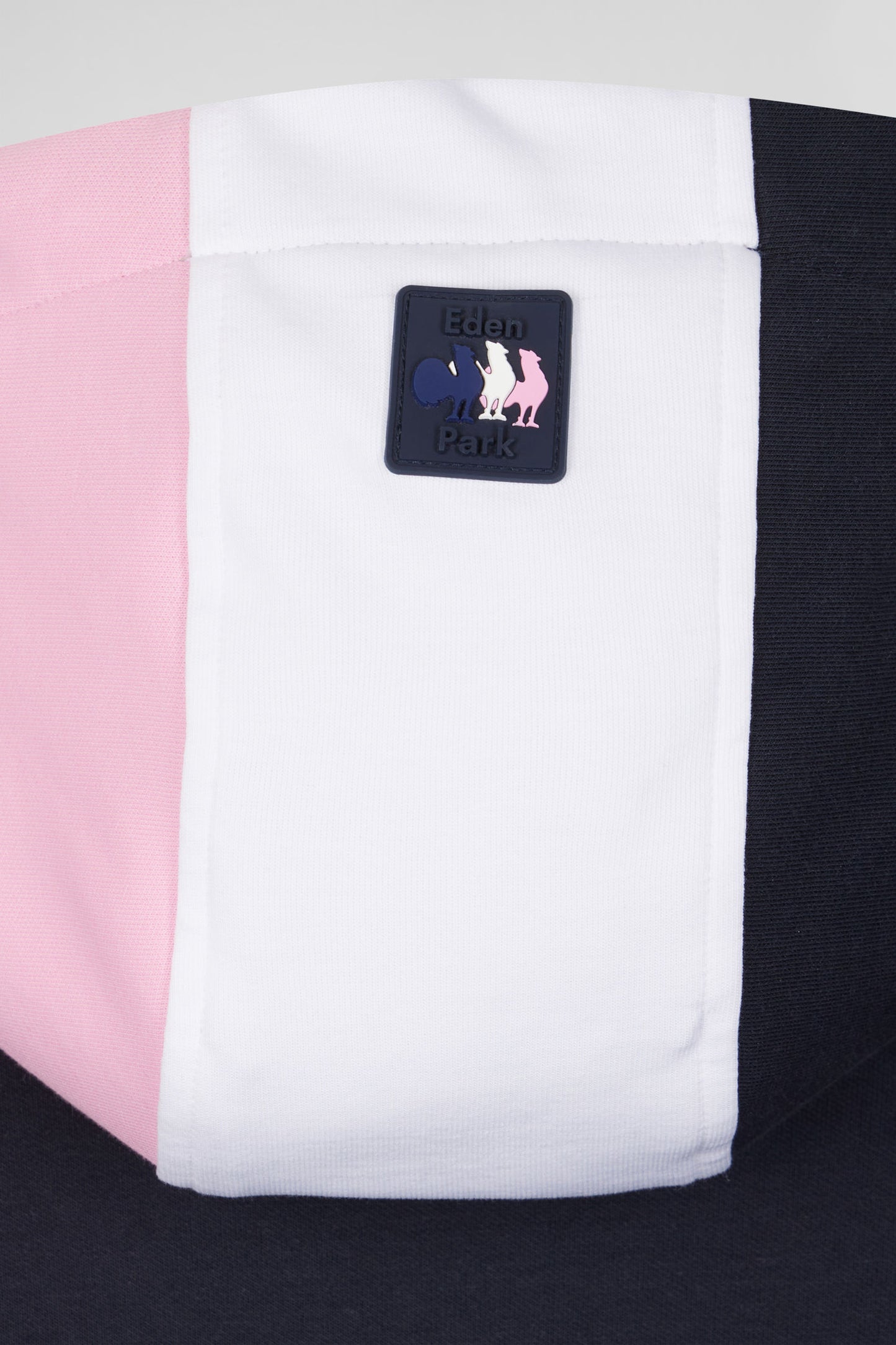 XV de France zipped hooded sweatshirt in cotton blend with navy blue trim, regular fit