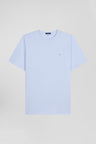 Regular sky blue Pima cotton short-sleeved T-shirt