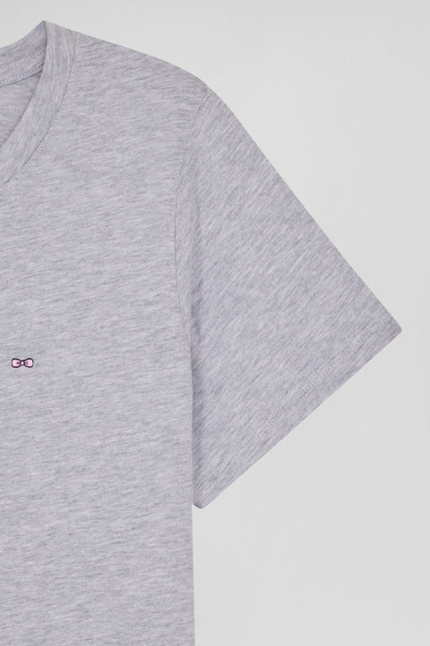 Regular women's grey short-sleeved cotton T-shirt - Image 3