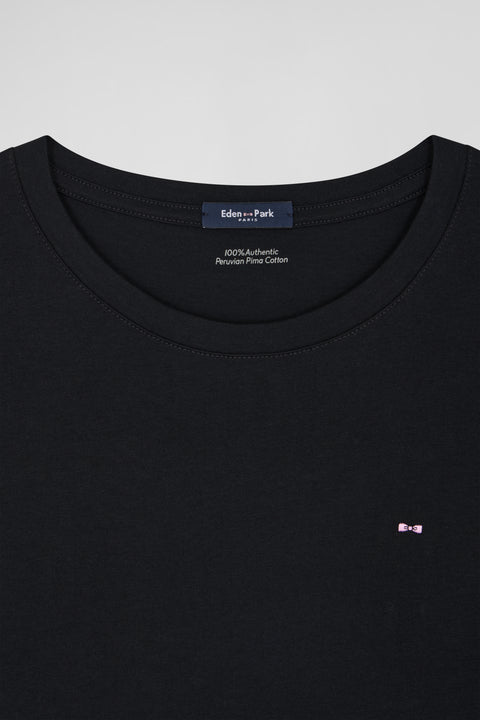 Regular women's black short-sleeved cotton T-shirt - Image 3