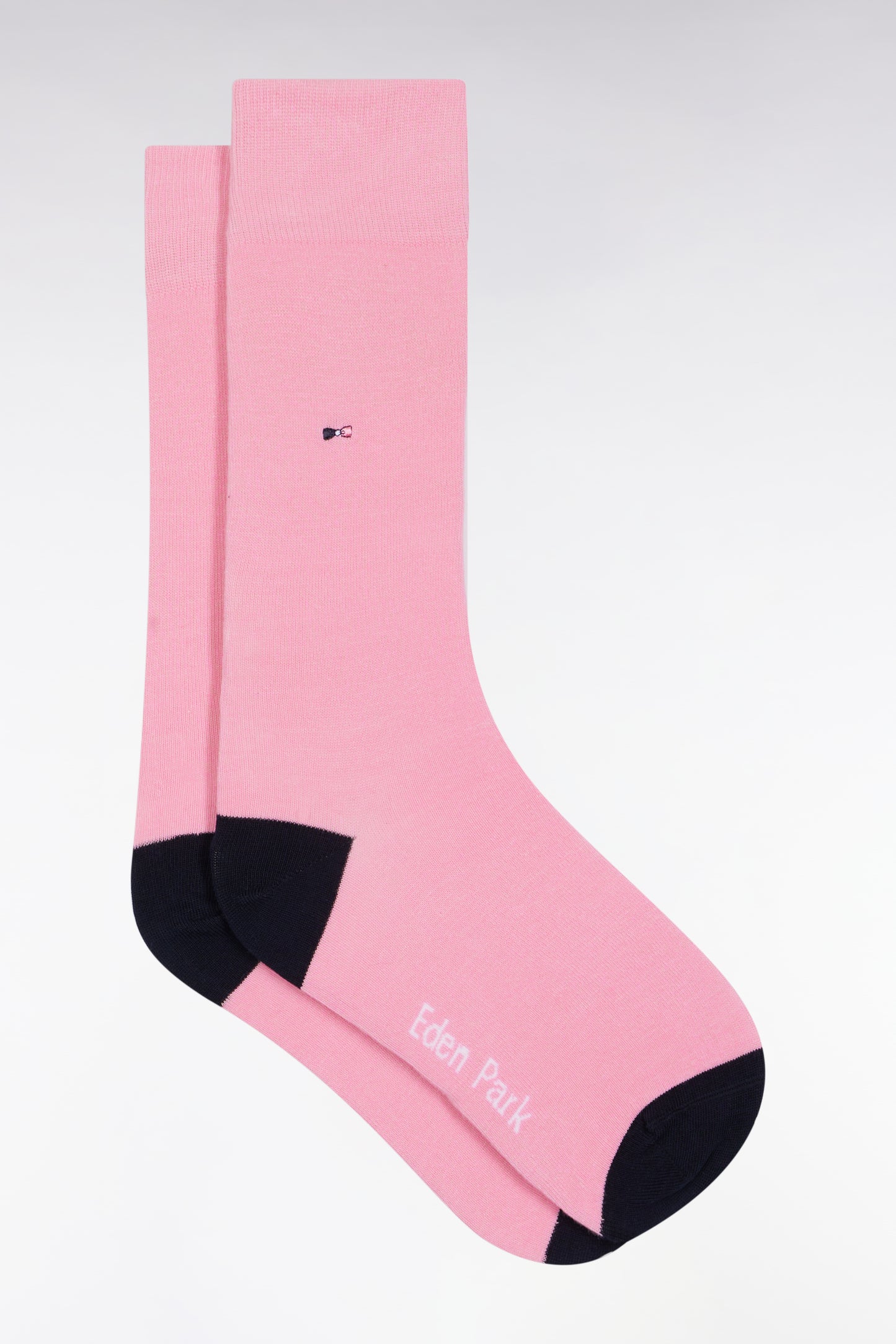 Pink cotton blend socks with navy reinforcements