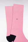Pink cotton blend socks with navy reinforcements