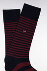 Striped burgundy cotton blend socks