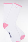 White cotton blend socks with pink reinforcements