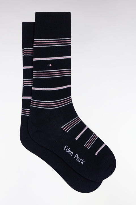 Blue cotton blend striped socks - Image 1