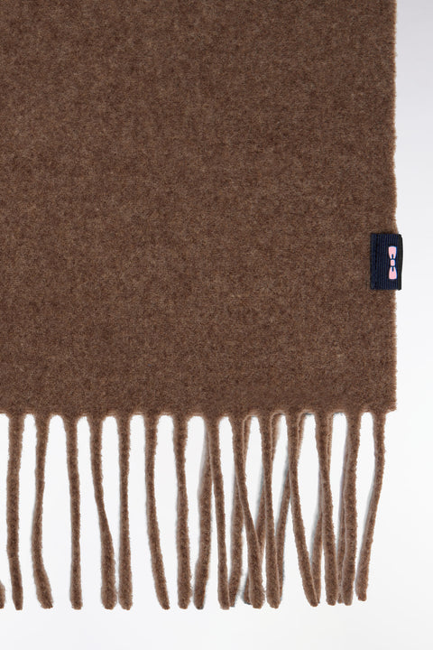 Brown virgin wool fringed scarf - Image 2