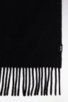 Black virgin wool fringed scarf