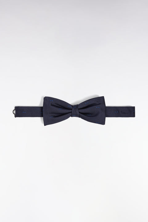Navy silk bow tie with blue bow tie micro-patterns - Image 1