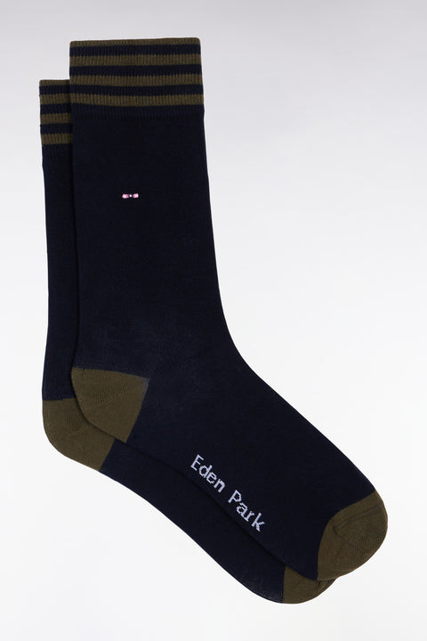 Set of three pairs of pink and navy striped socks - Image 2