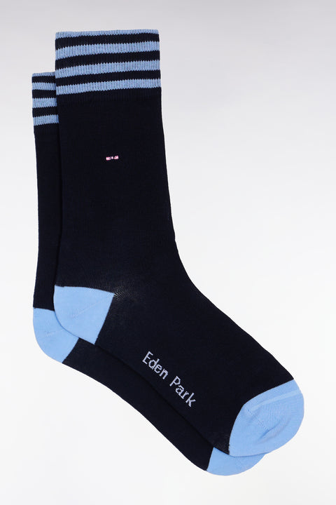 Lot de trois paires de chaussettes rayées ciel et marine - Image 3