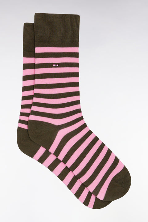 Set of three pairs of khaki and navy striped socks - Image 2