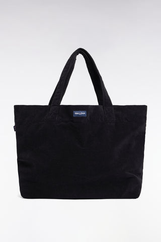 Black corduroy tote bag