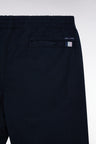 Pleatless chino pants in navy stretch cotton