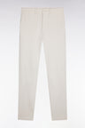 Pleatless chino pants in ecru stretch velvet
