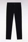 Pleatless chino pants in black stretch velvet