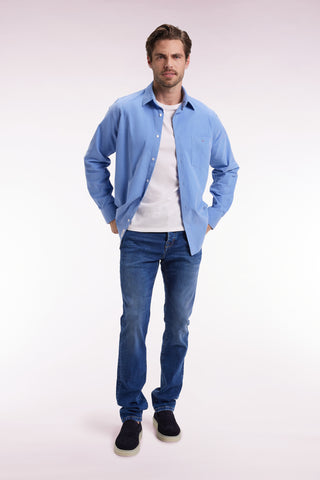 Blue stretch denim 5-pocket slim fit jeans