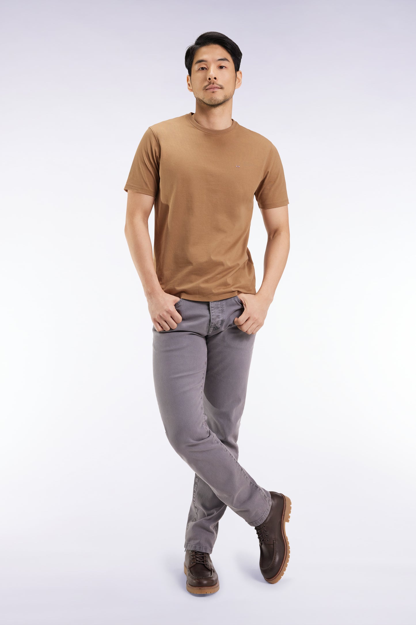 5-pocket jeans in beige stretch cotton