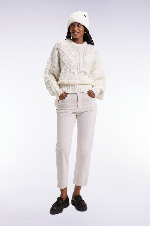 Ecru corduroy 5-pocket pants - Image 1
