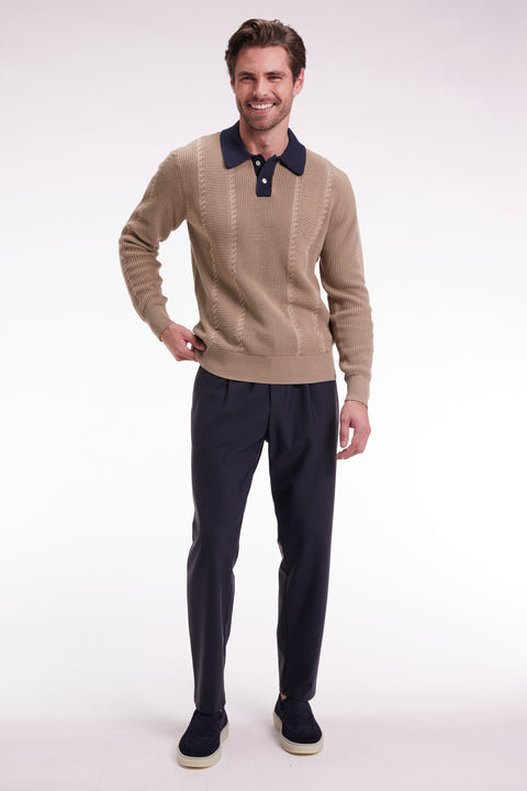 Elastic waistband pants in Modern cut navy technical jersey - Image 1