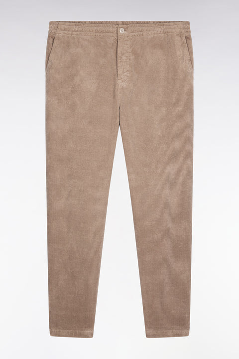 Elasticated-waist corduroy pants in beige Modern cut - Image 2