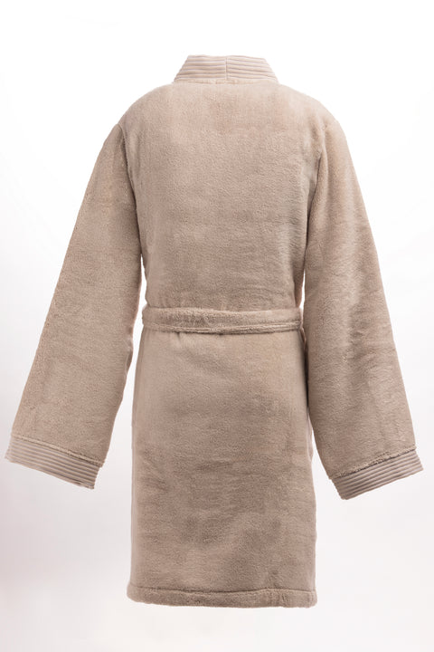 Beige cotton terry bathrobe - Image 2