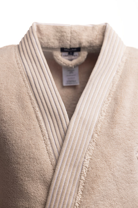Beige cotton terry bathrobe - Image 3