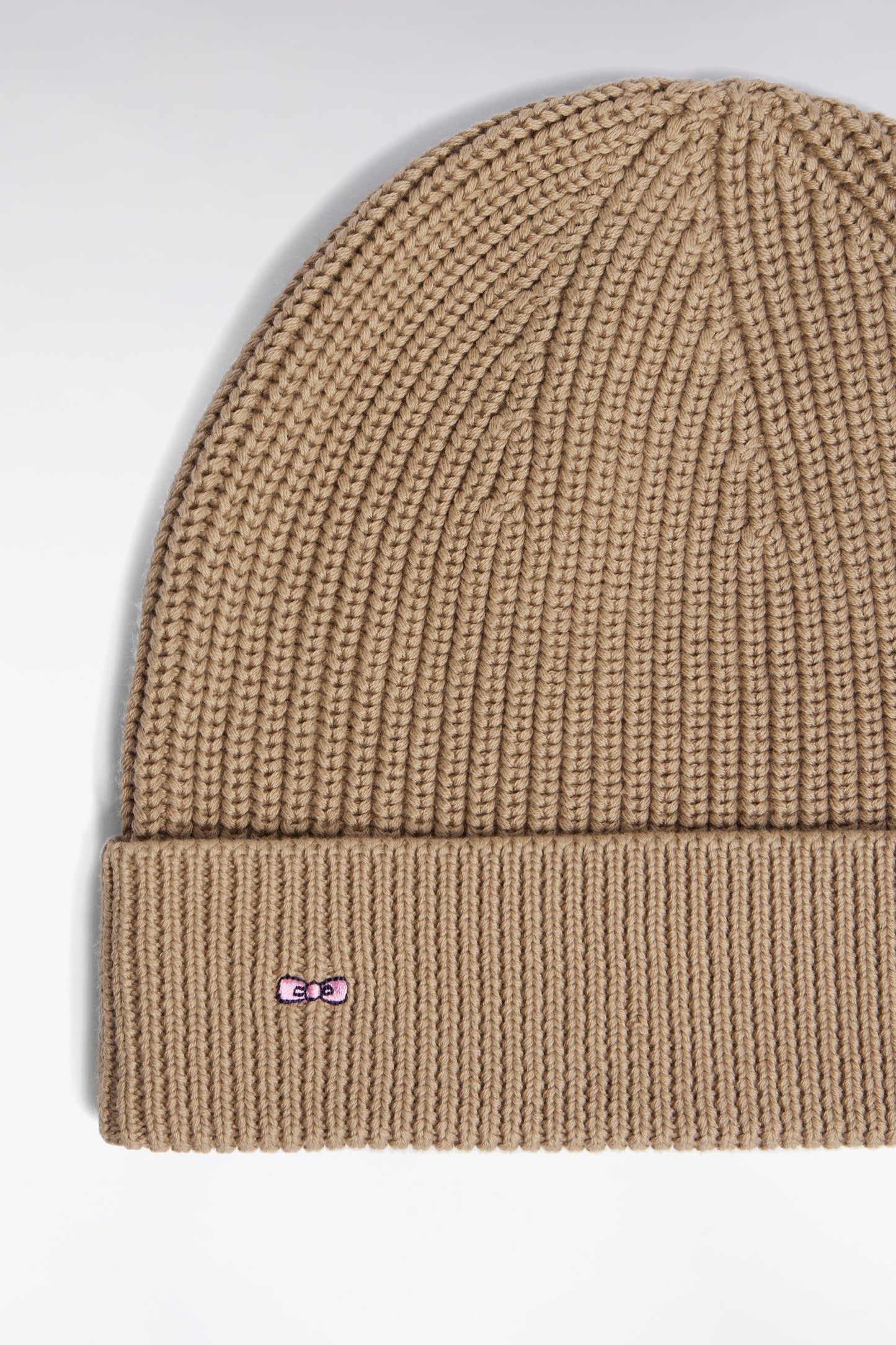 Beige knitted cotton hat
