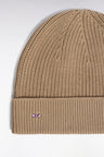 Beige knitted cotton hat