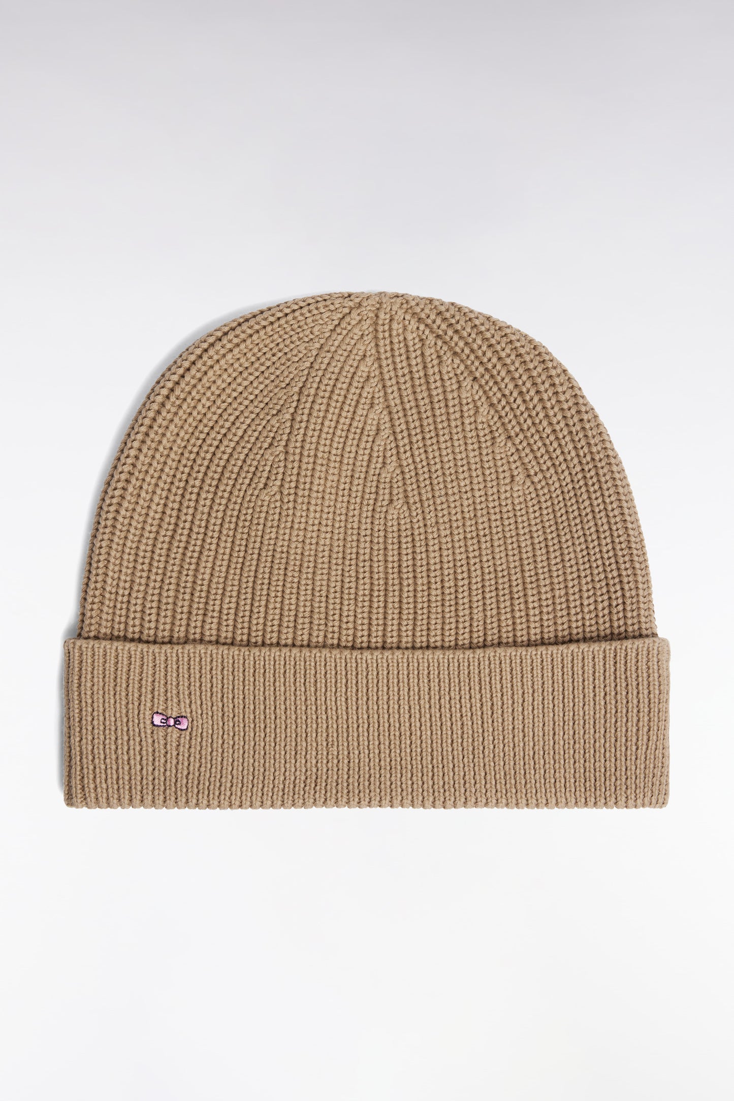 Beige knitted cotton hat