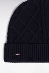 Twisted hat in navy wool and cotton