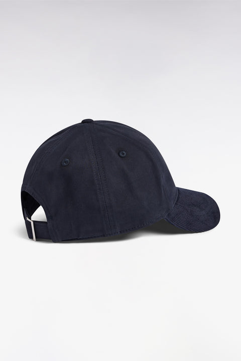 Two-tone navy cotton cap with corduroy peak - Image 2