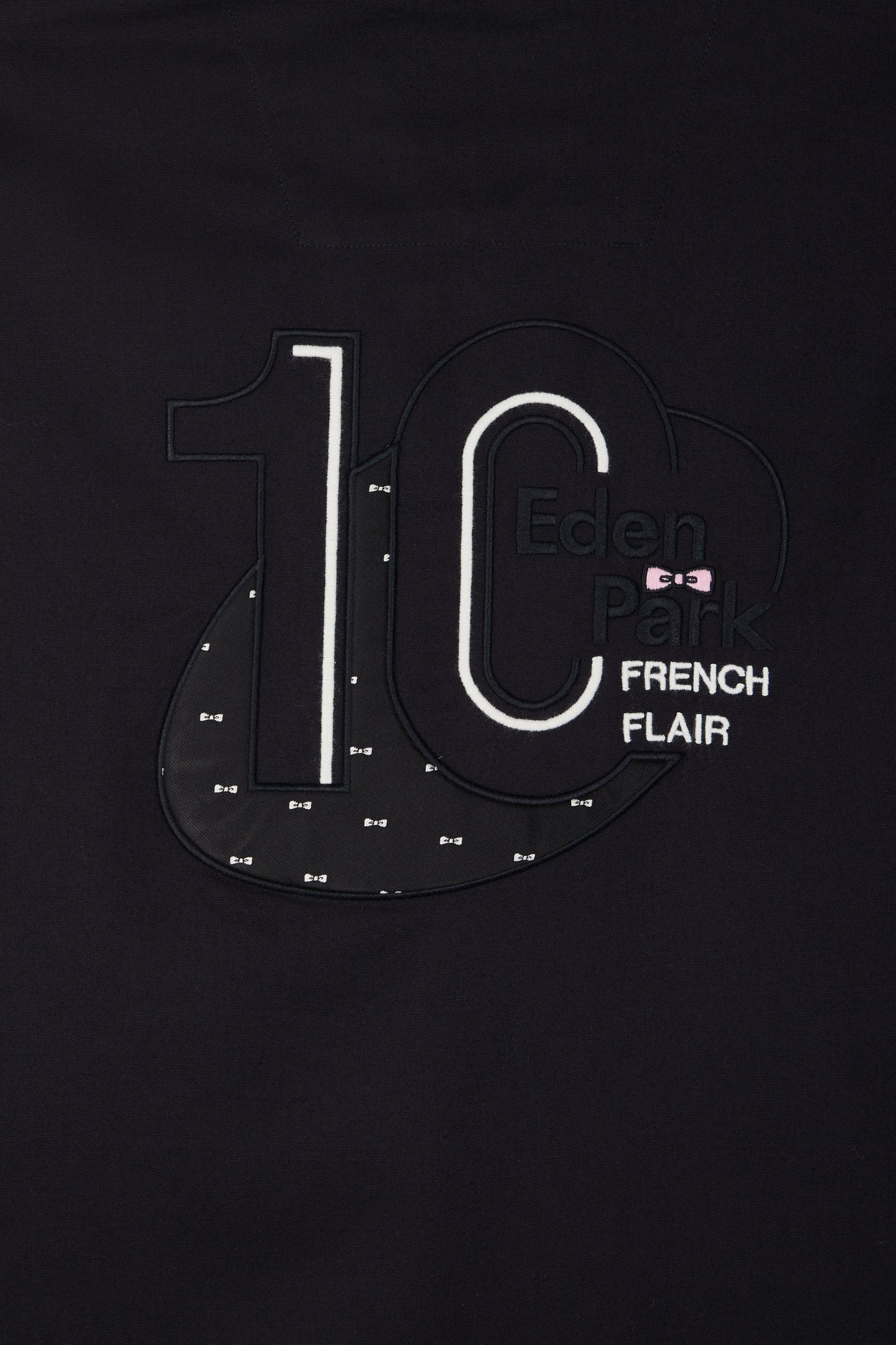 Black pinpoint cotton shirt with embroidered back, straight cut